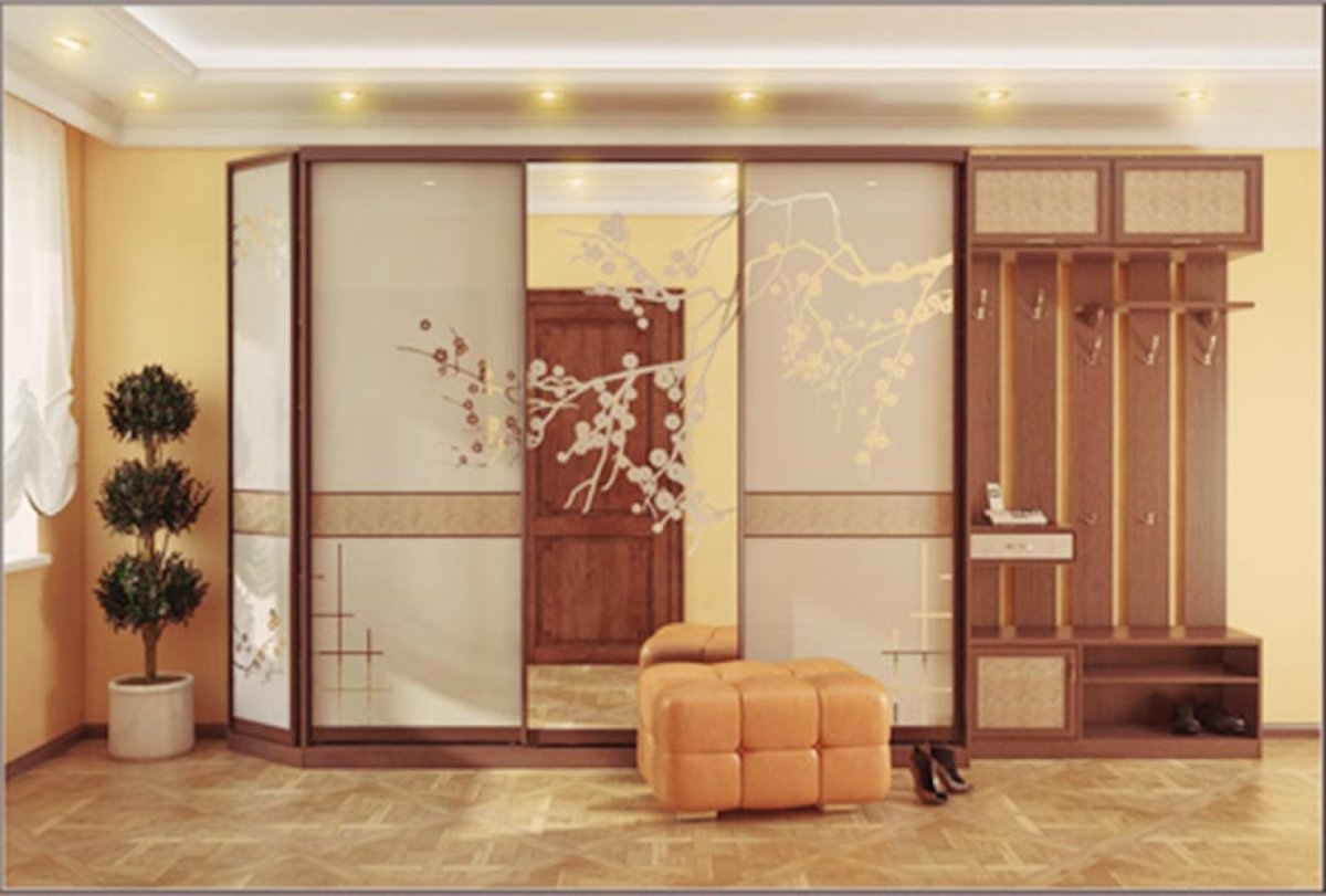 Шкаф-купе в прихожую с пуфиком