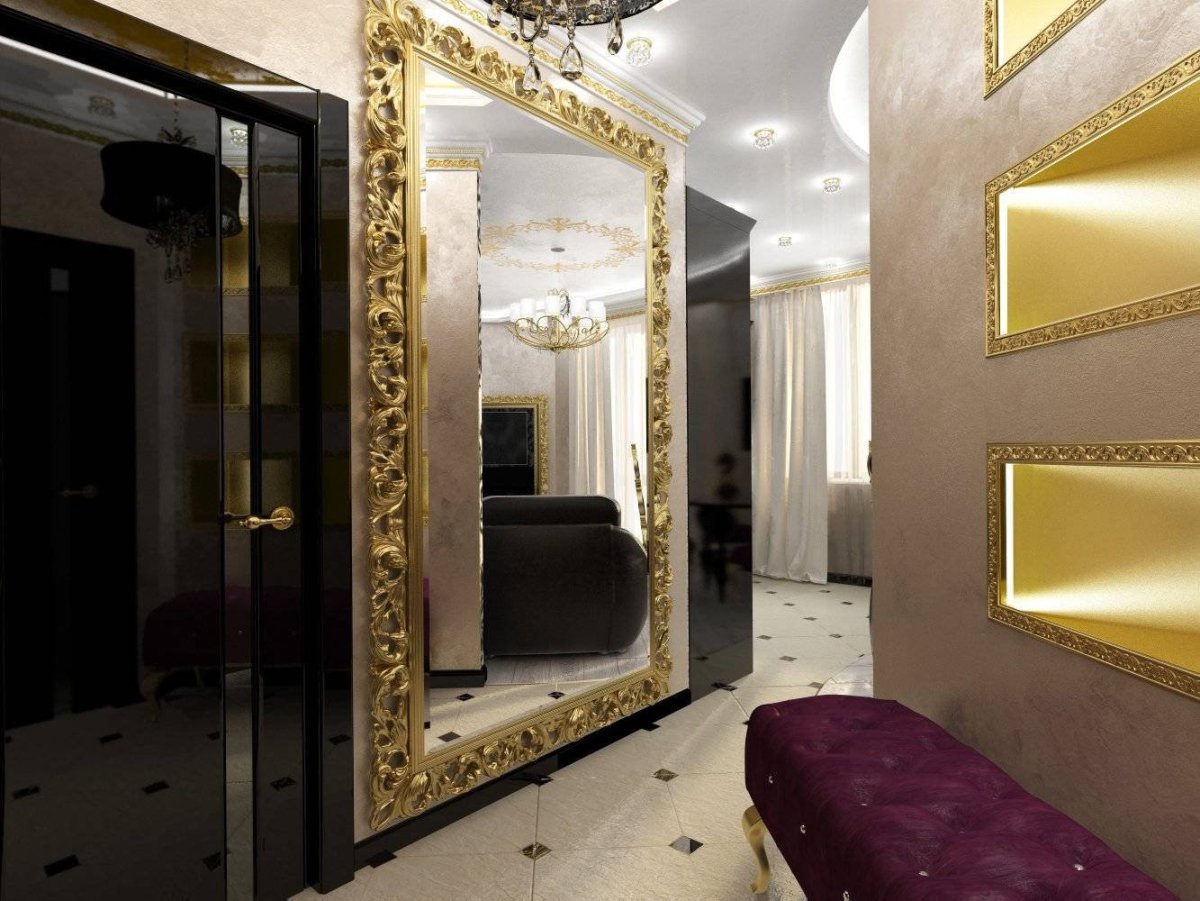 Зеркальное панно на стену в прихожей