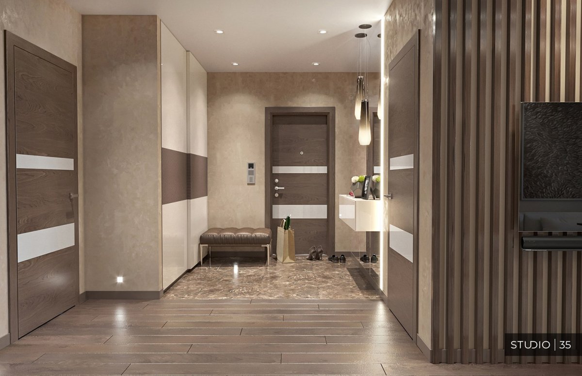 Плитка и ламинат в прихожей