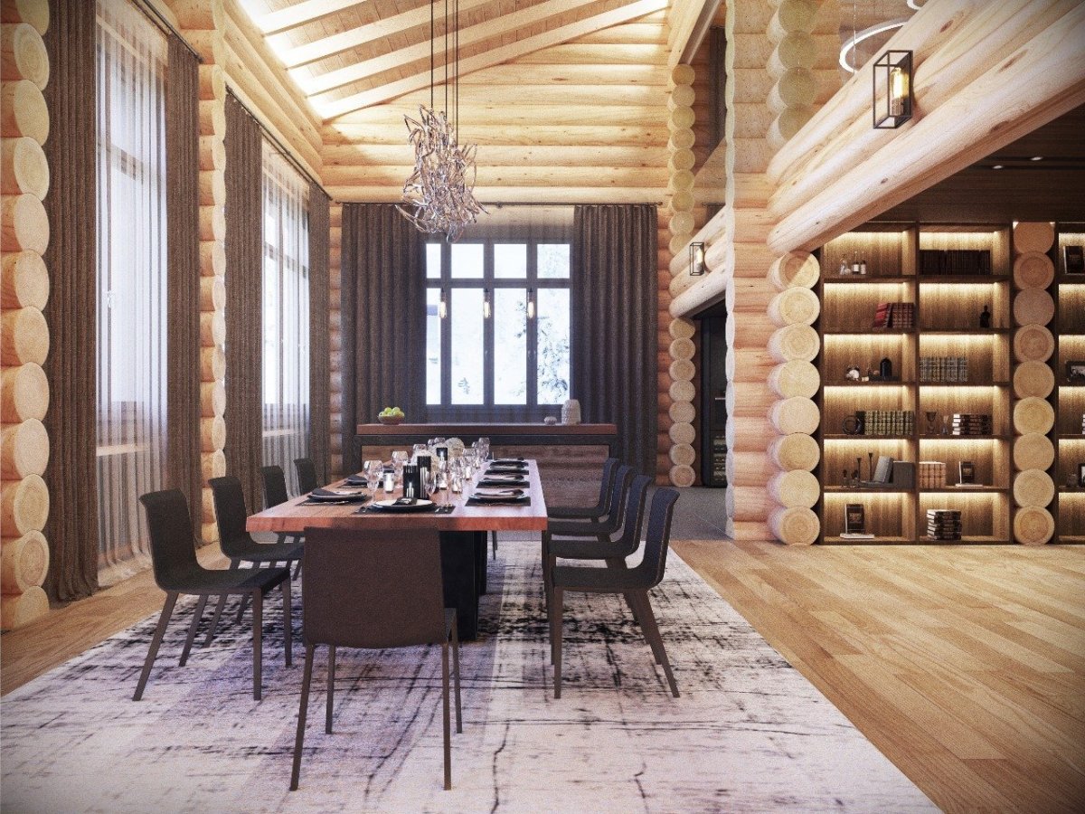 Баня из бревна с остекленной террасой