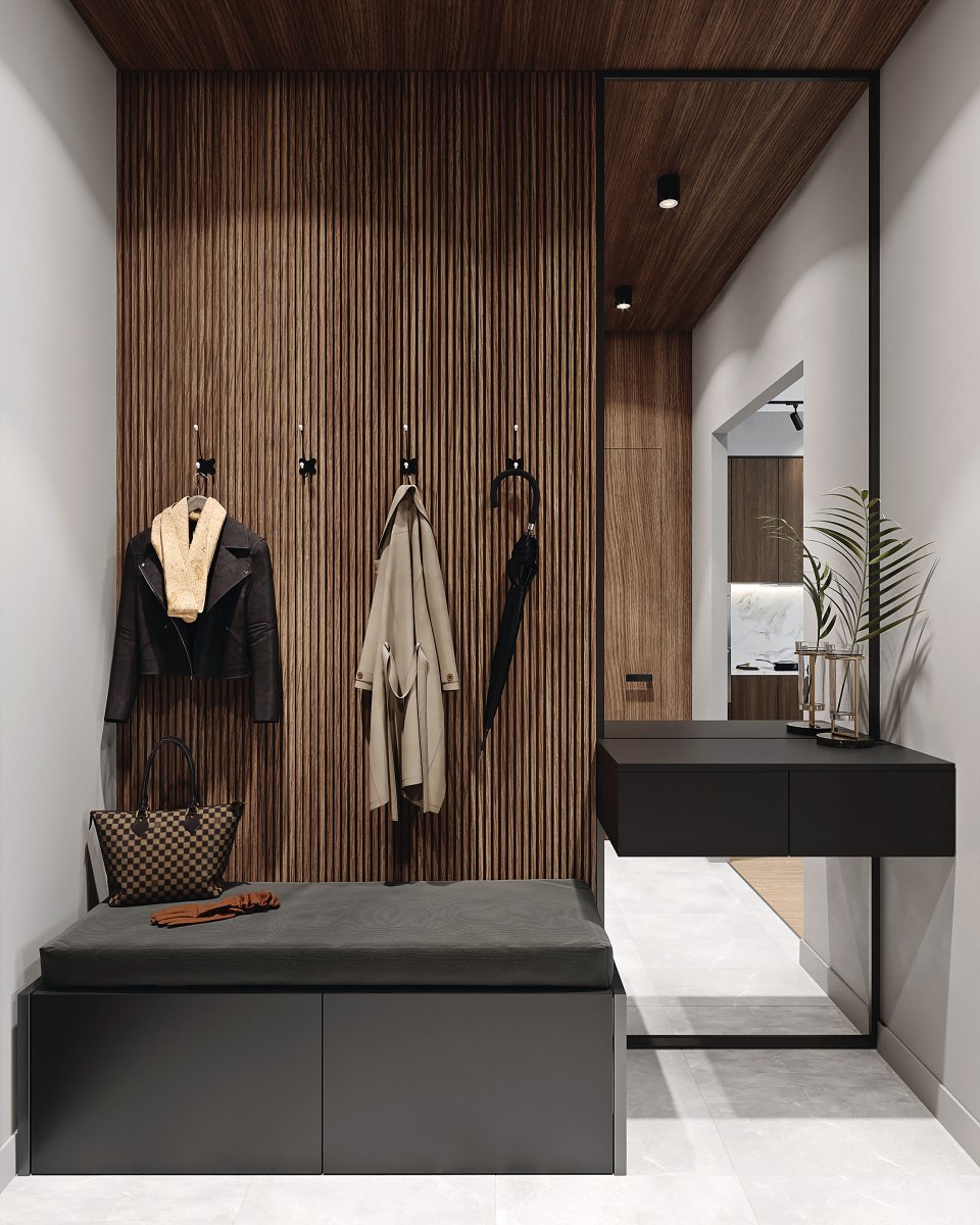 Прихожая с рейками