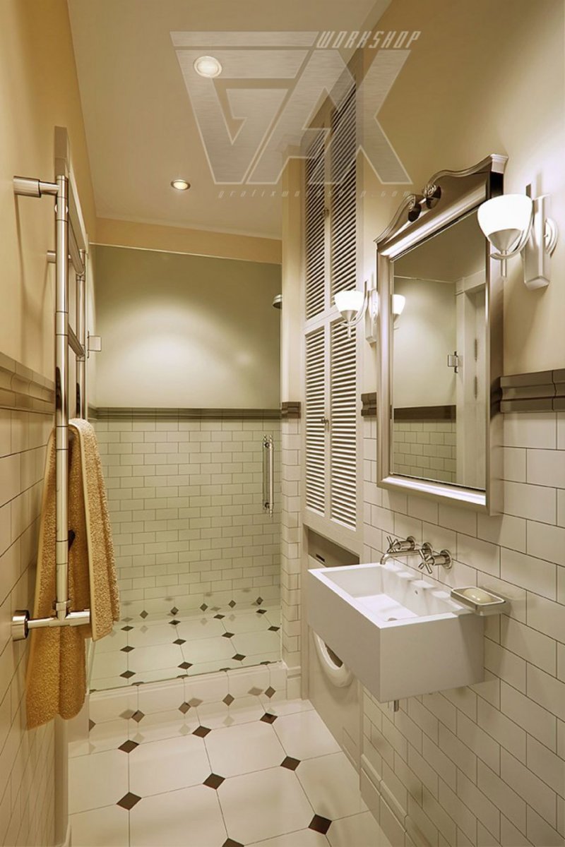 Ванная комната г образной формы