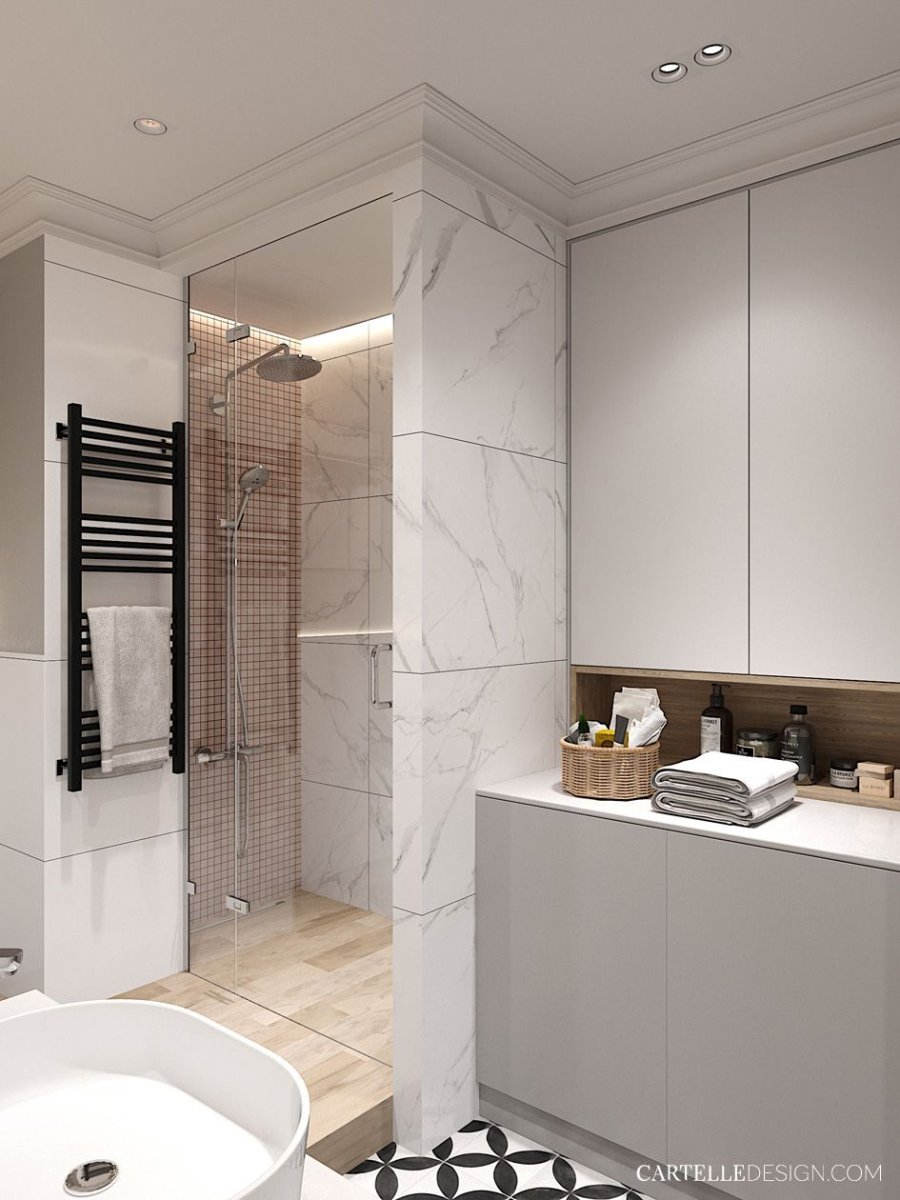 Ванная в современном стиле в светлых тонах