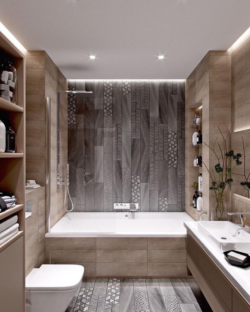 Красивая отделка ванных комнат с кабиной