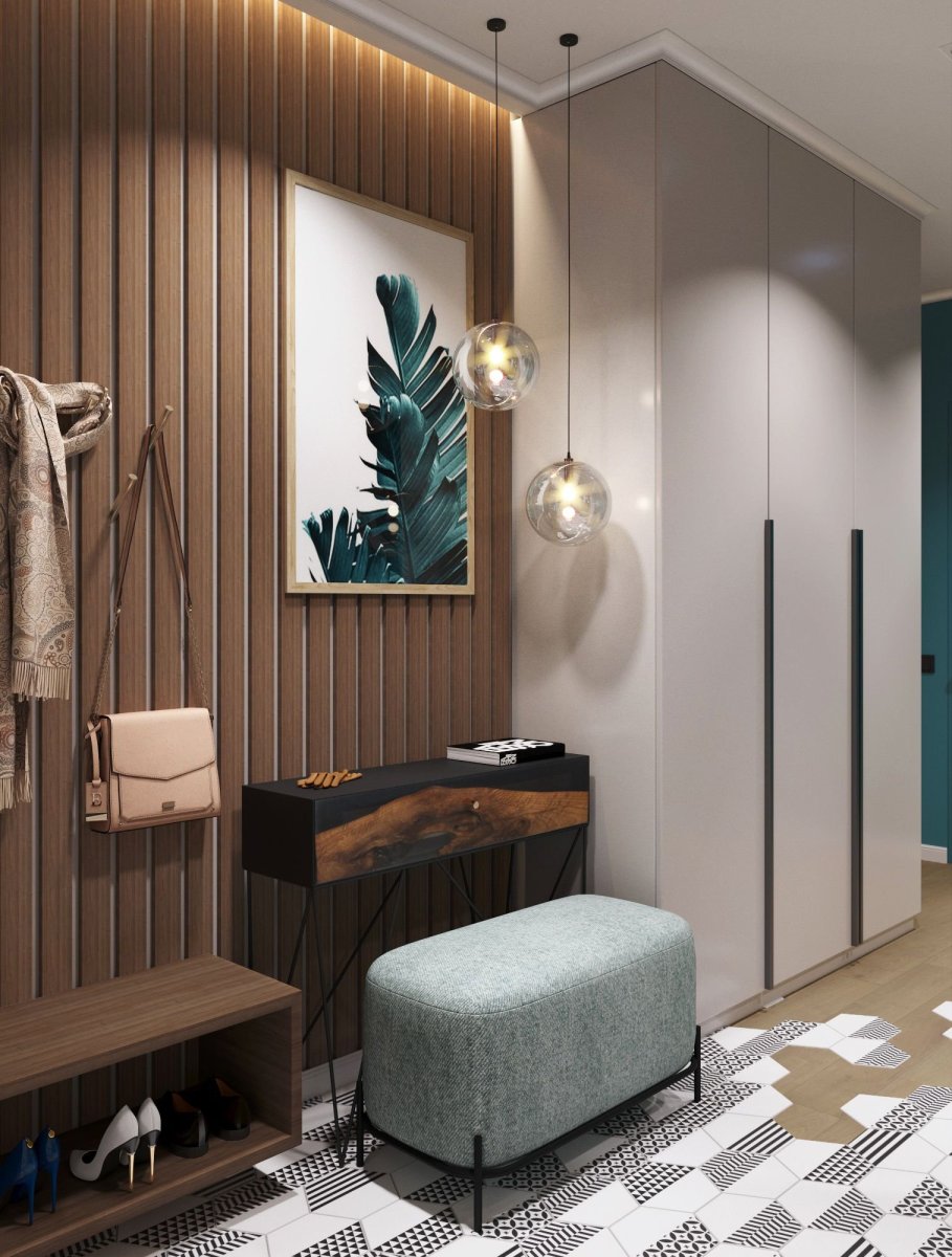 Прихожая с рейками