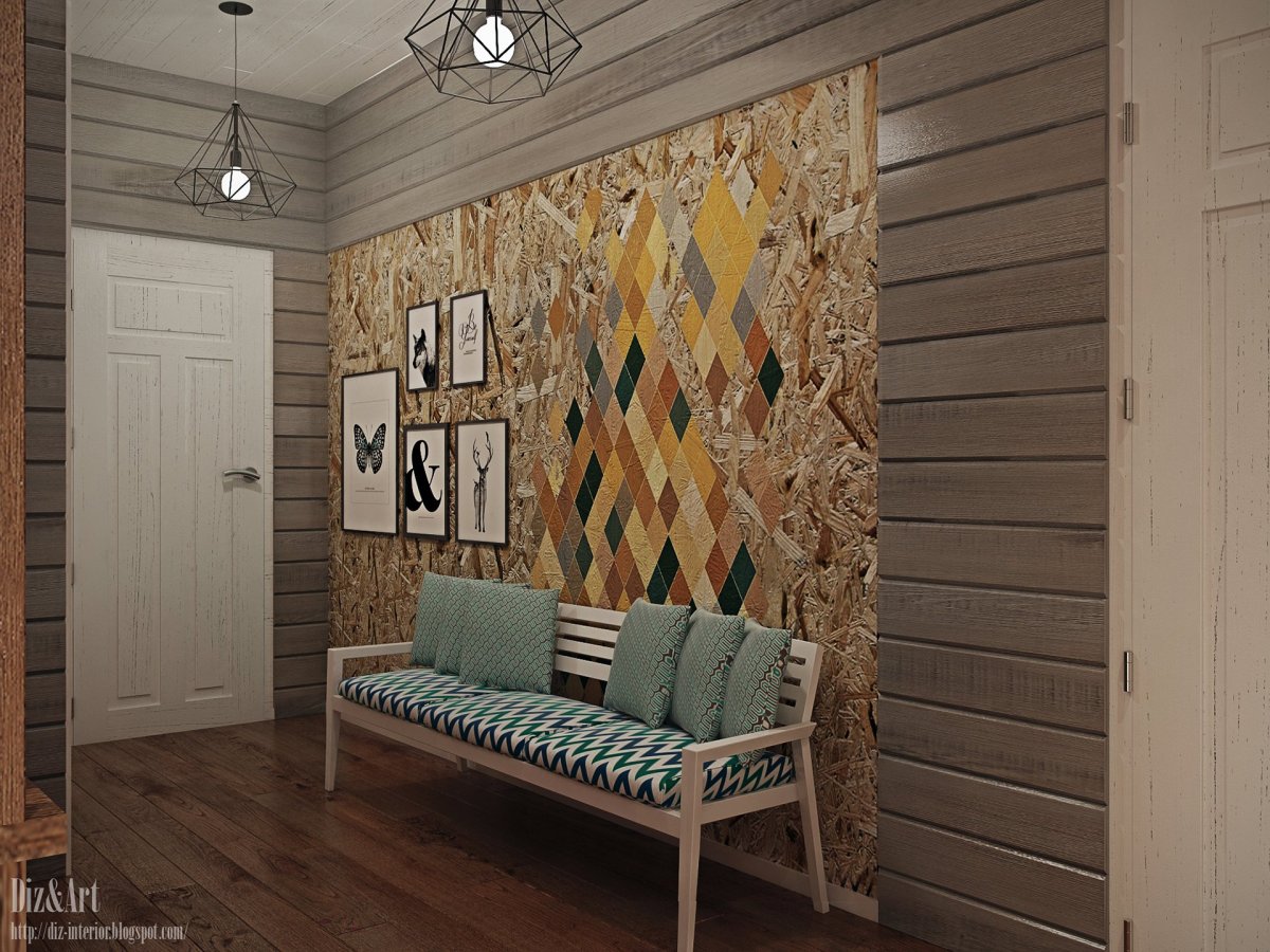 Обои под дерево в интерьере прихожей