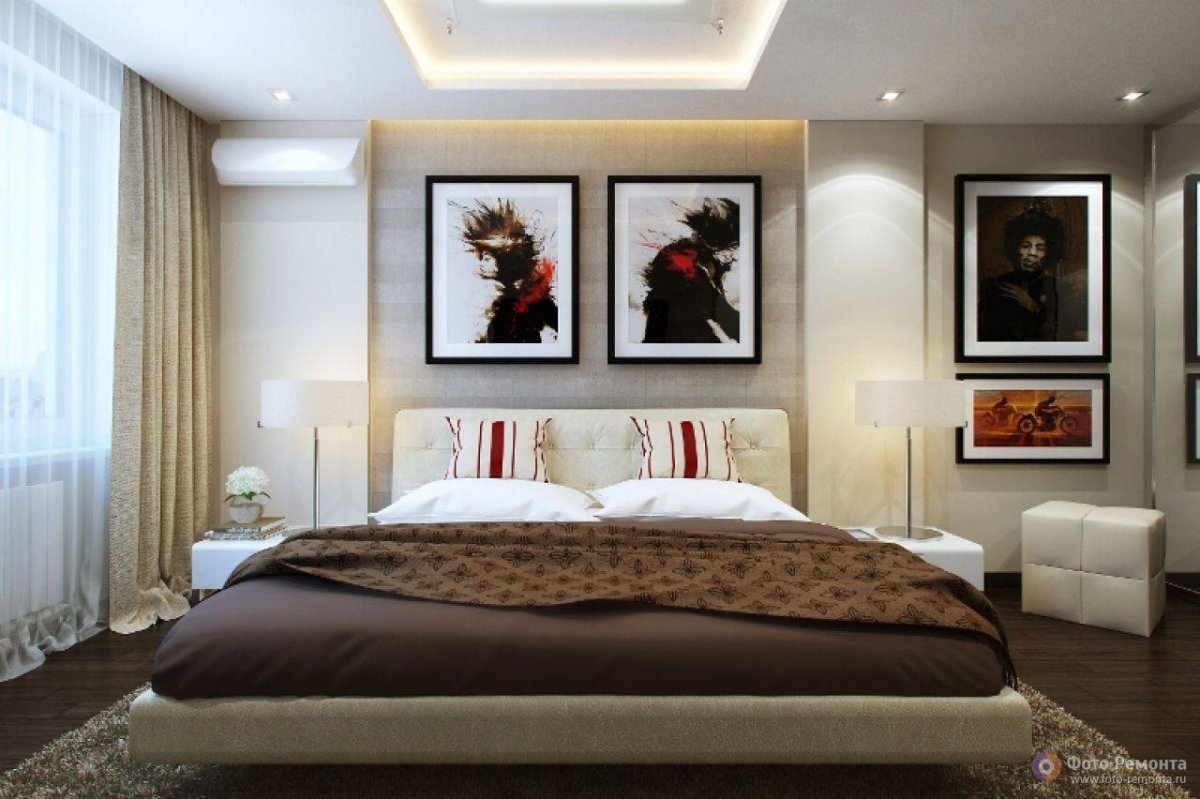 Светильники над кроватью в спальне