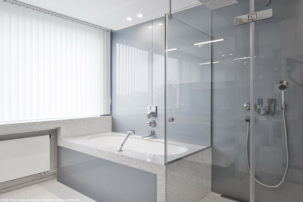 Стеклянная перегородка в ванную комнату