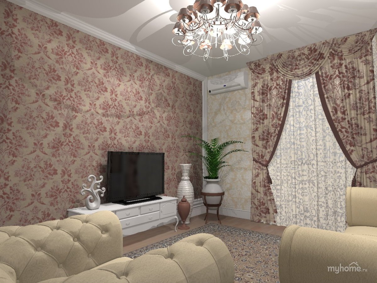 Обои для зала в частном доме