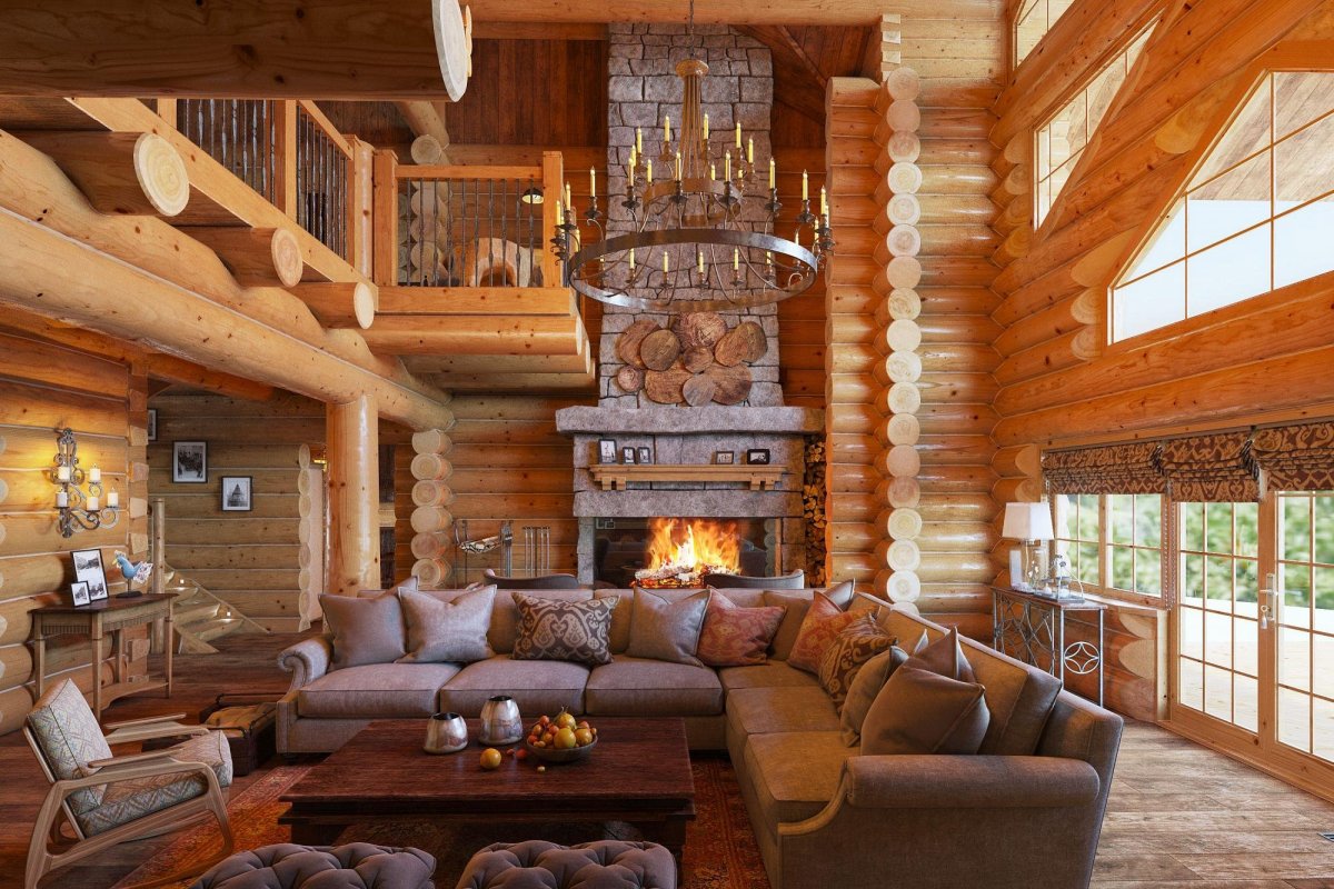 Бревенчатый дом интерьер