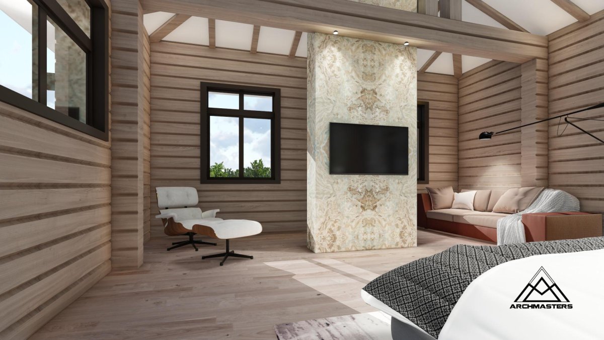 Интерьер дома из клееного бруса