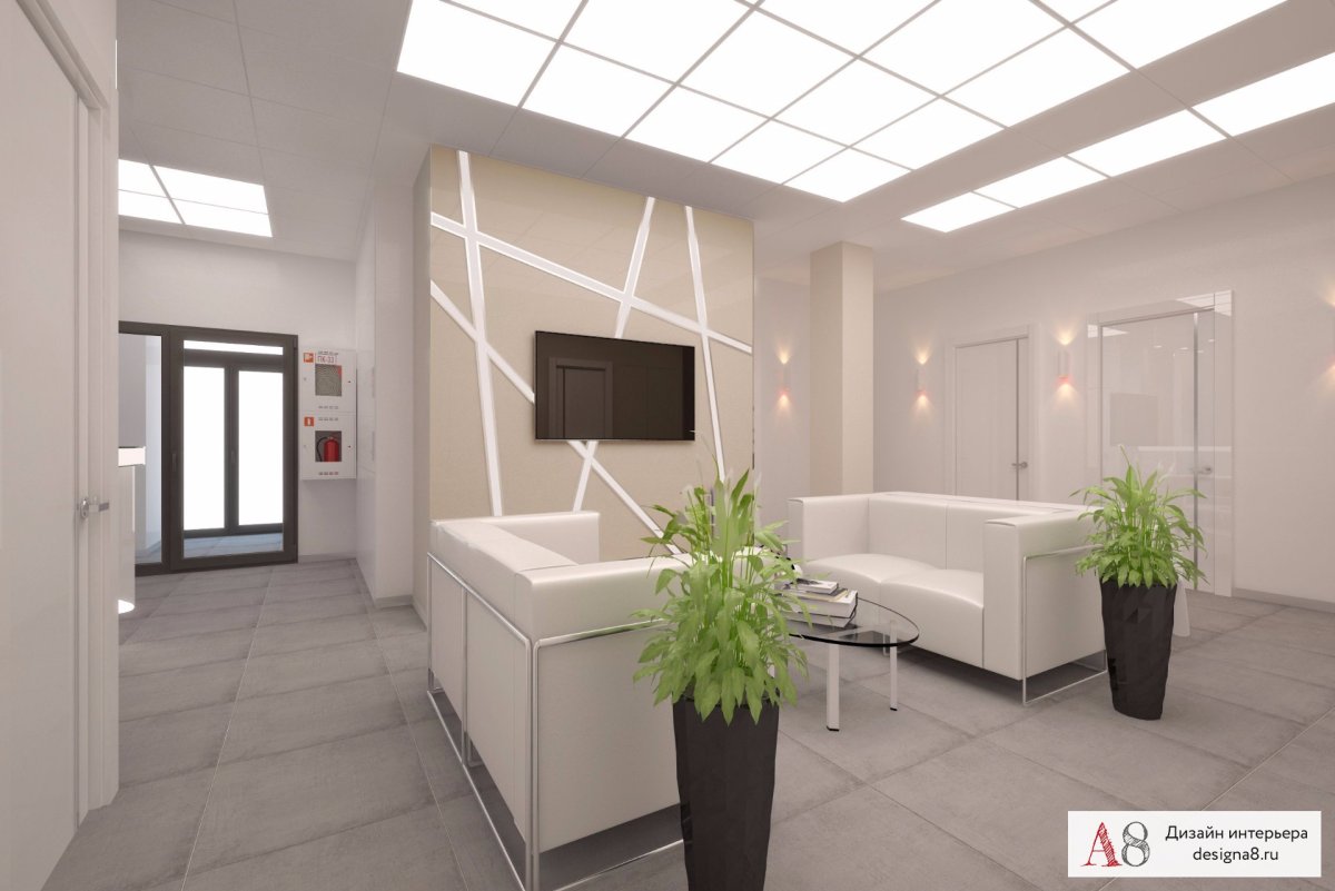 Интерьер вестибюля медицинского центра