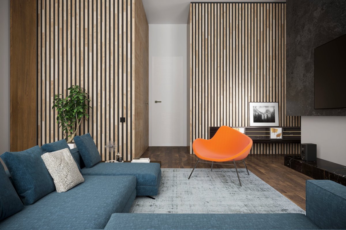 Деревянные панели в спальне