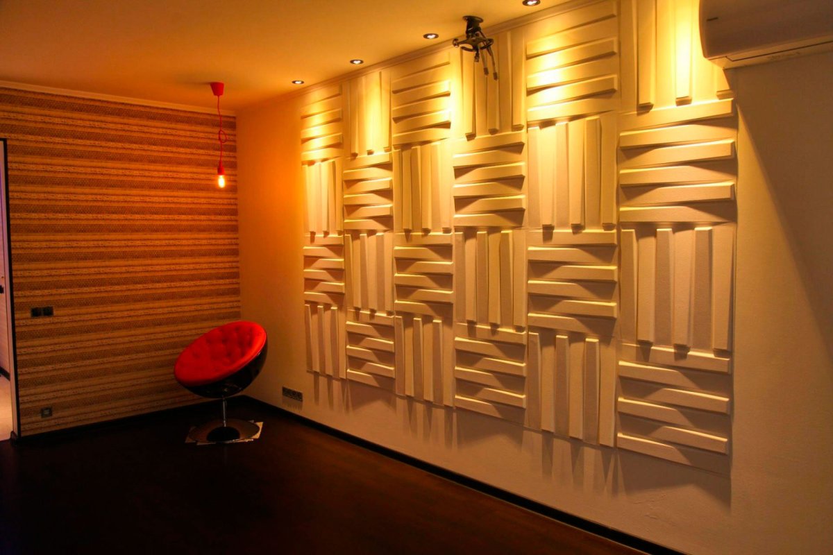 Отделка стен деревянными рейками