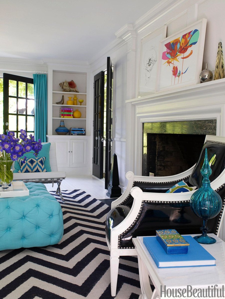 Черно бирюзово белое сочетание в интерьере