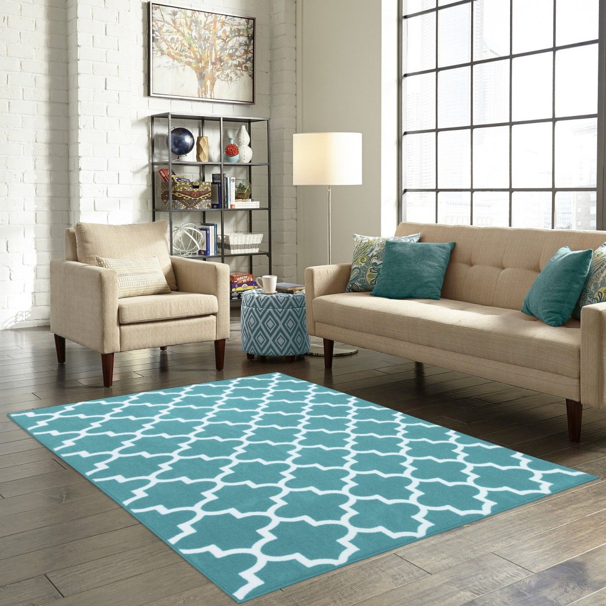 Ковер к бирюзовому дивану