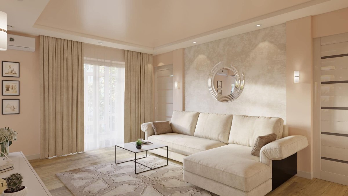 Обои теплых тонов для зала