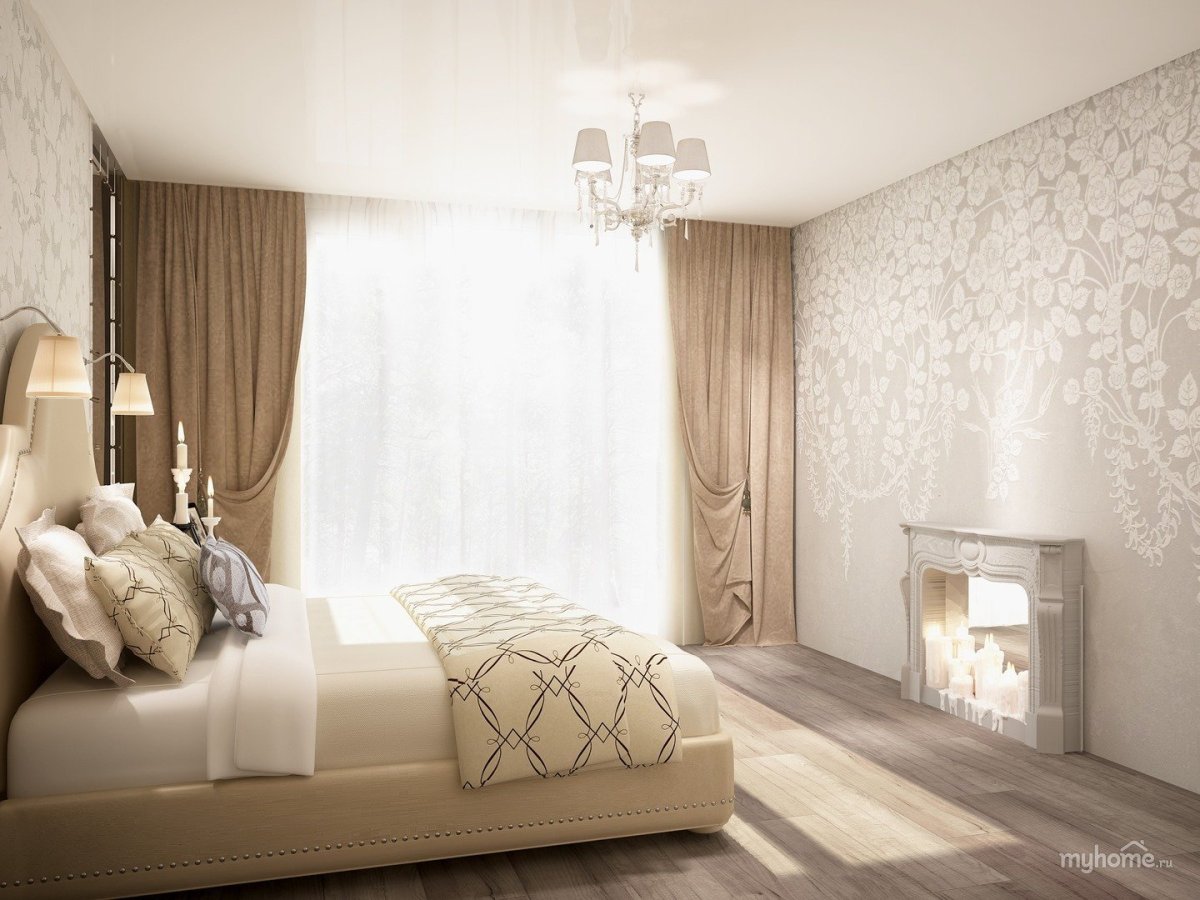 Спальня в золотисто бежевых тонах