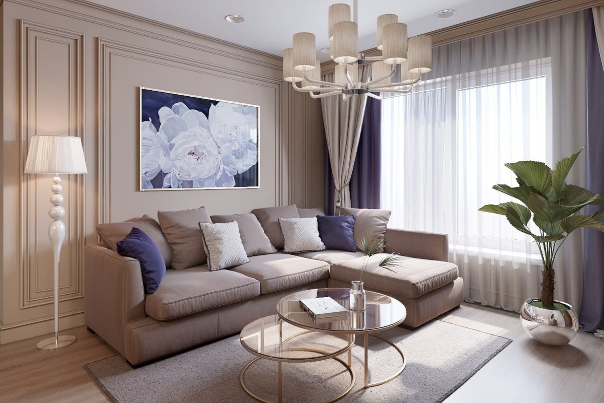 Интерьер гостиной в светлых тонах