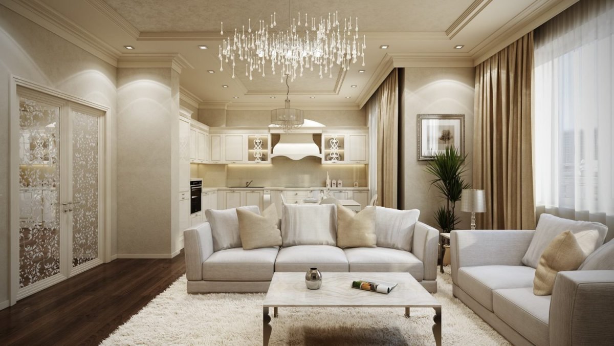 Отделка комнаты в светлых тонах