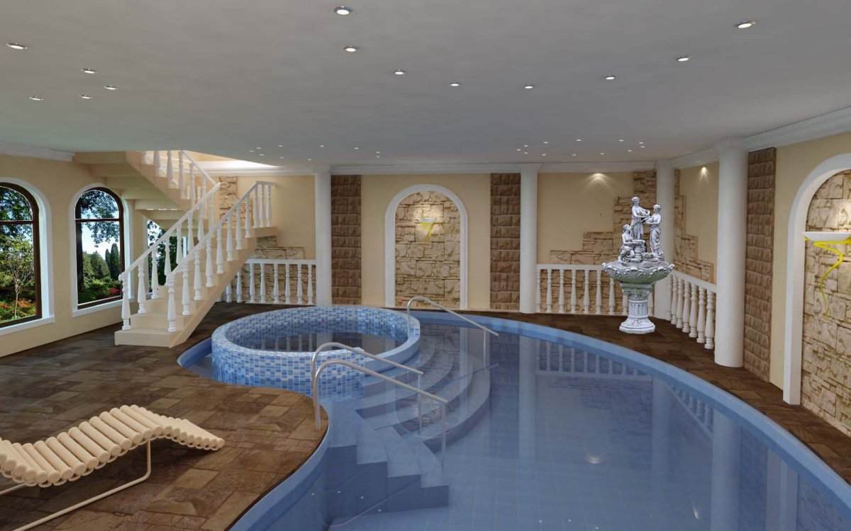 Дизайн бассейна в частном доме (154 фото)