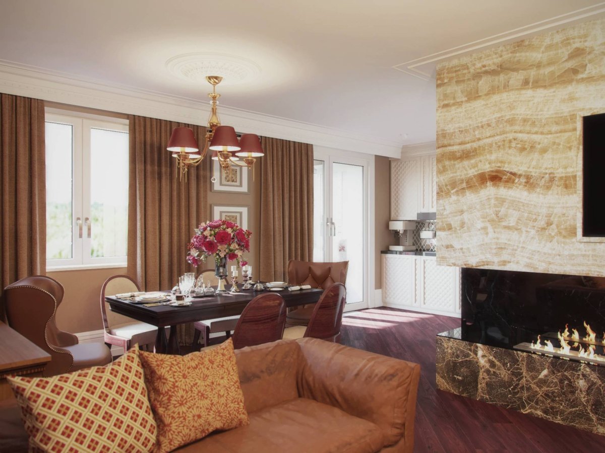 Гостиная в карамельных тонах