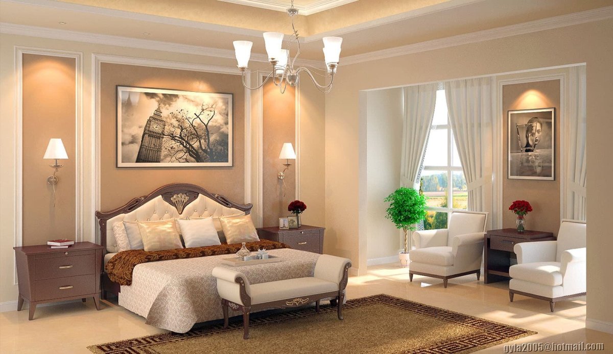 Спальня в оранжевых тонах