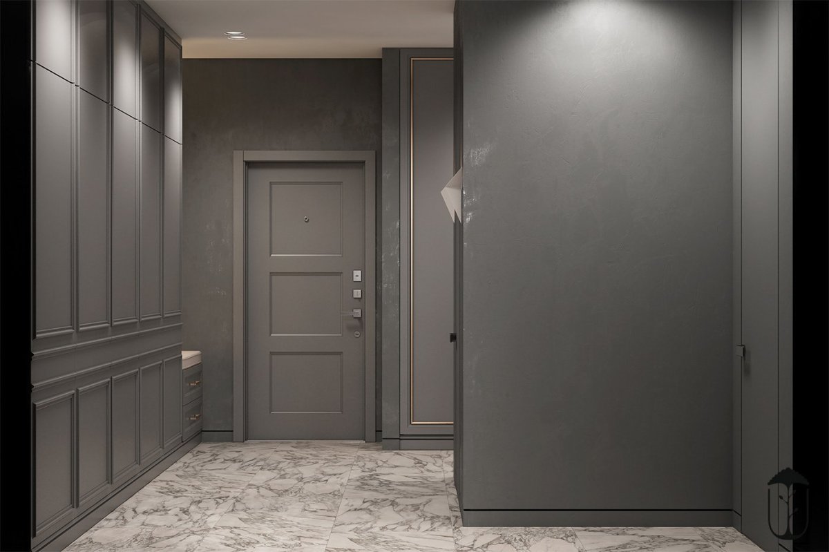 Серые двери в комнате