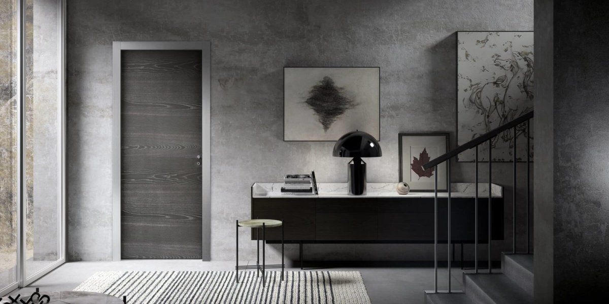 Двери под бетон в интерьере