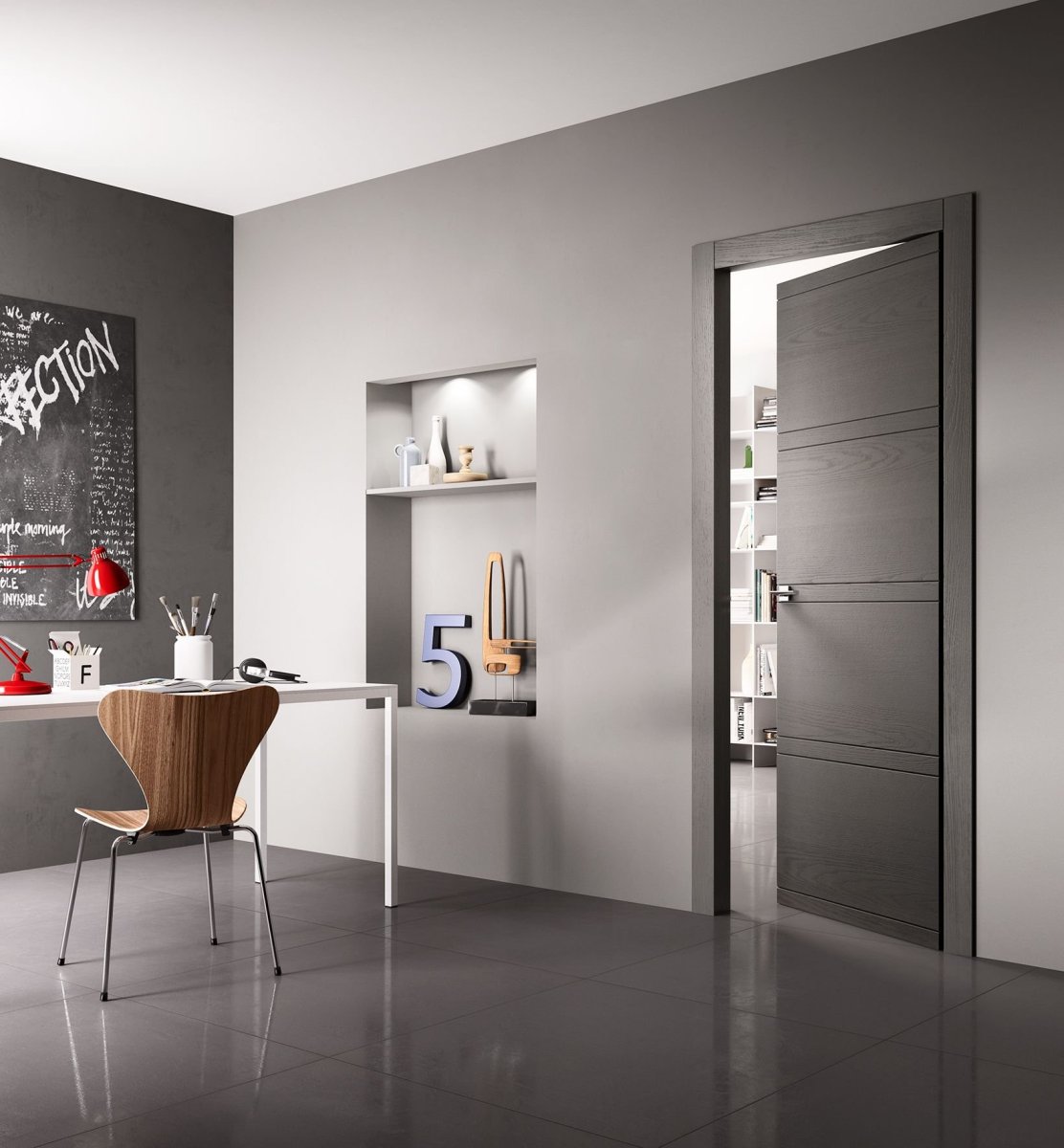 Серые двери в интерьере