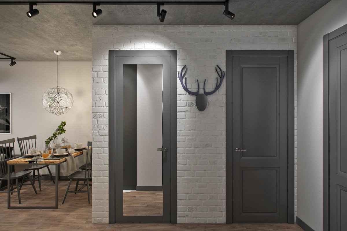 Серые двери в интерьере