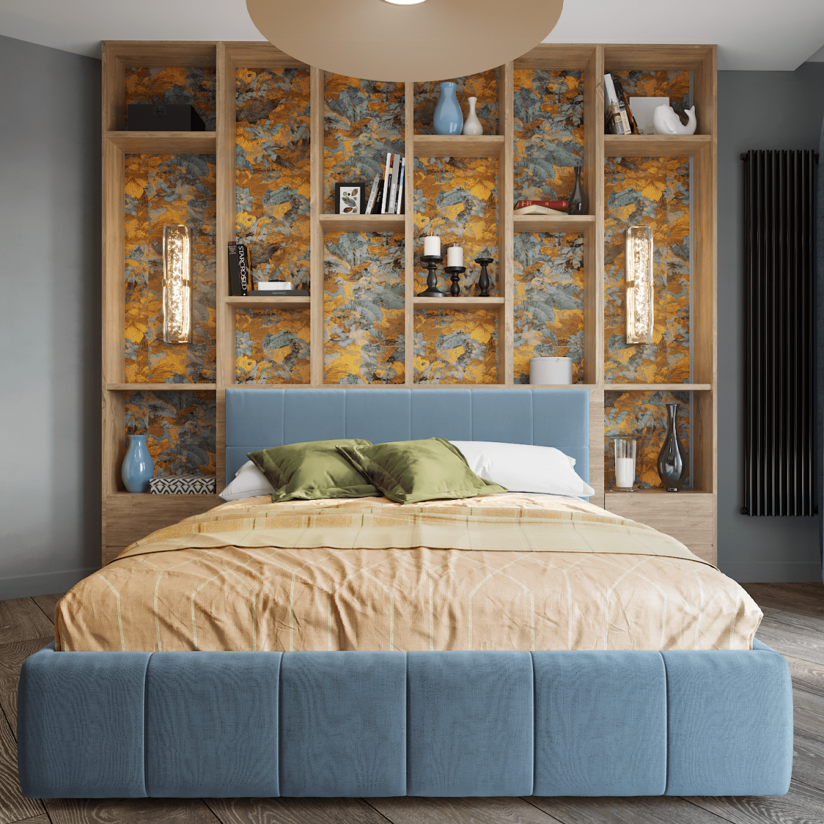 Стеллаж за кроватью