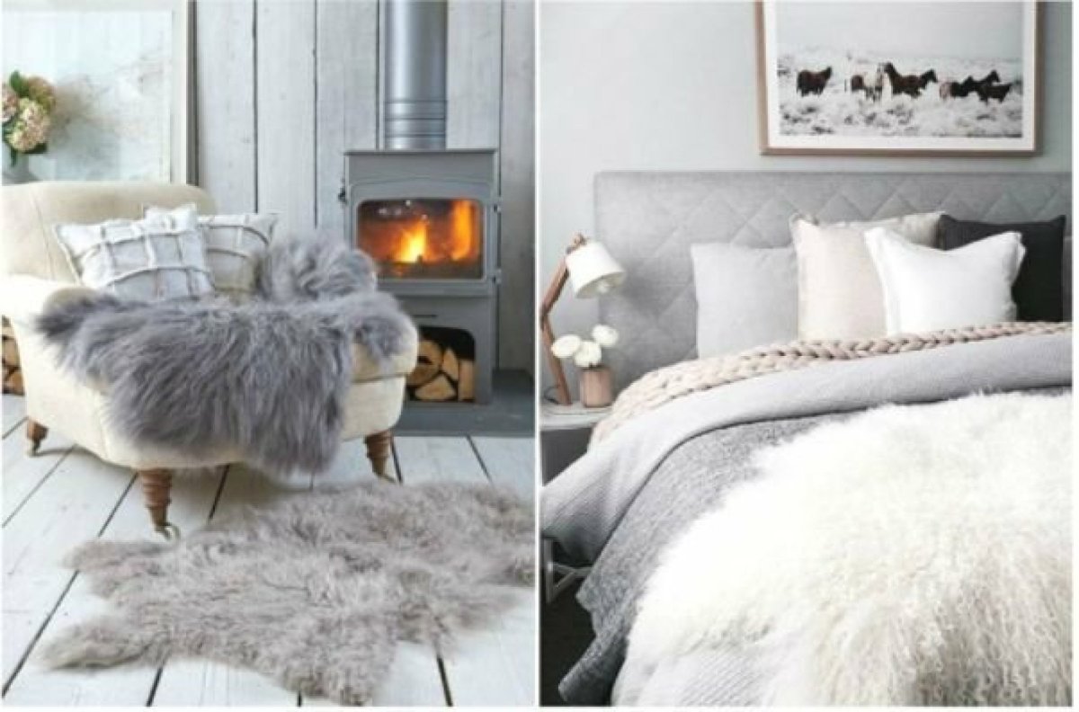 Шкура коровы в интерьере гостиной