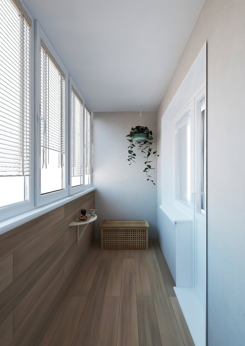 Крашеный кирпич в интерьере балкона