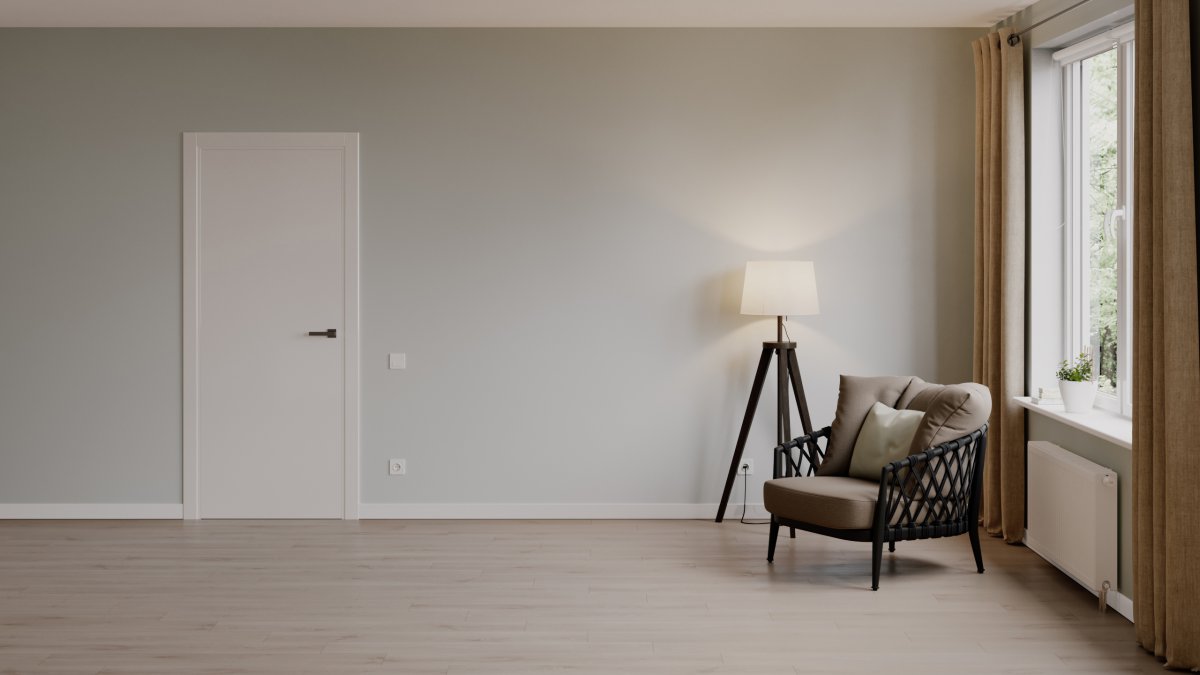 Белый плинтус темный пол