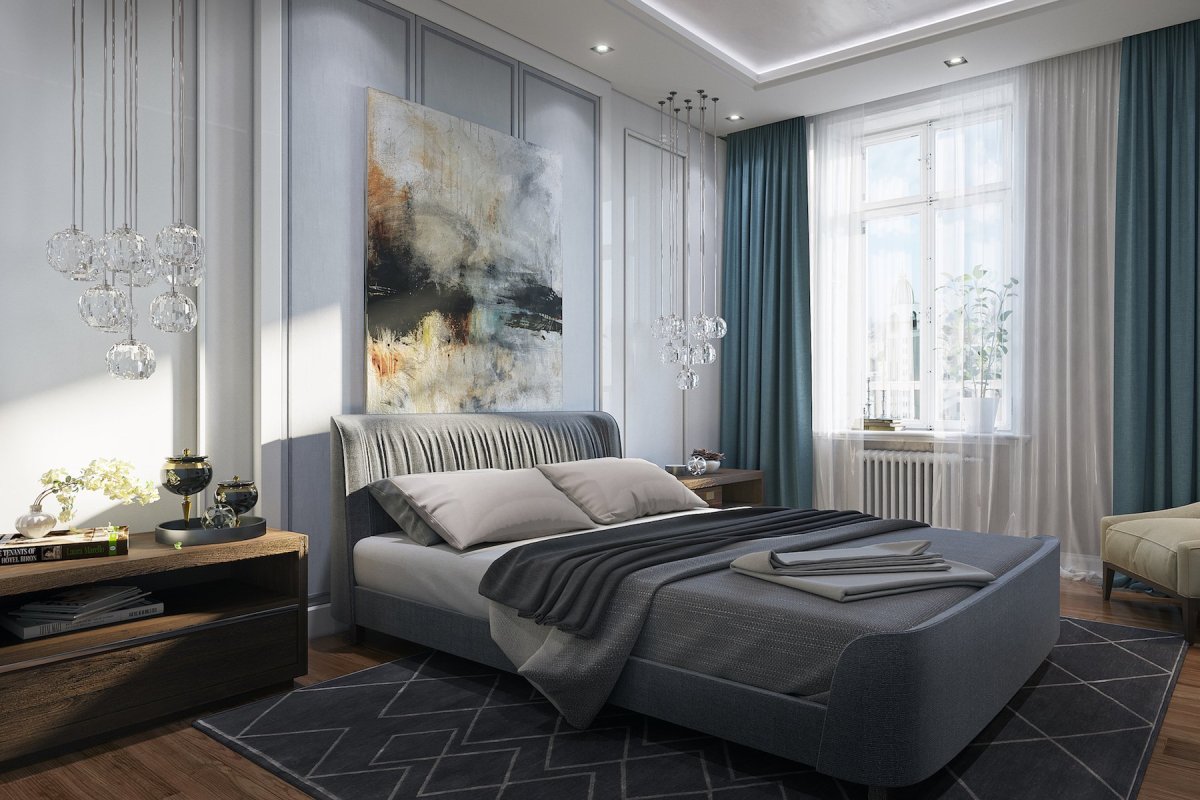 Спальня в серых тонах