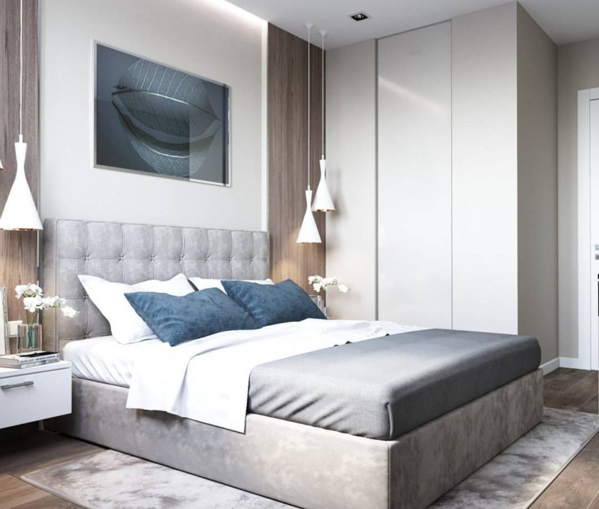 Спальня с тёмной мебелью Неоклассика