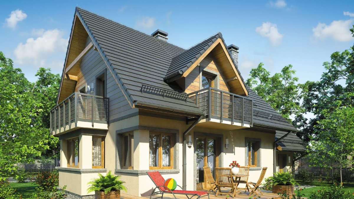 Домик с мансардой и террасой