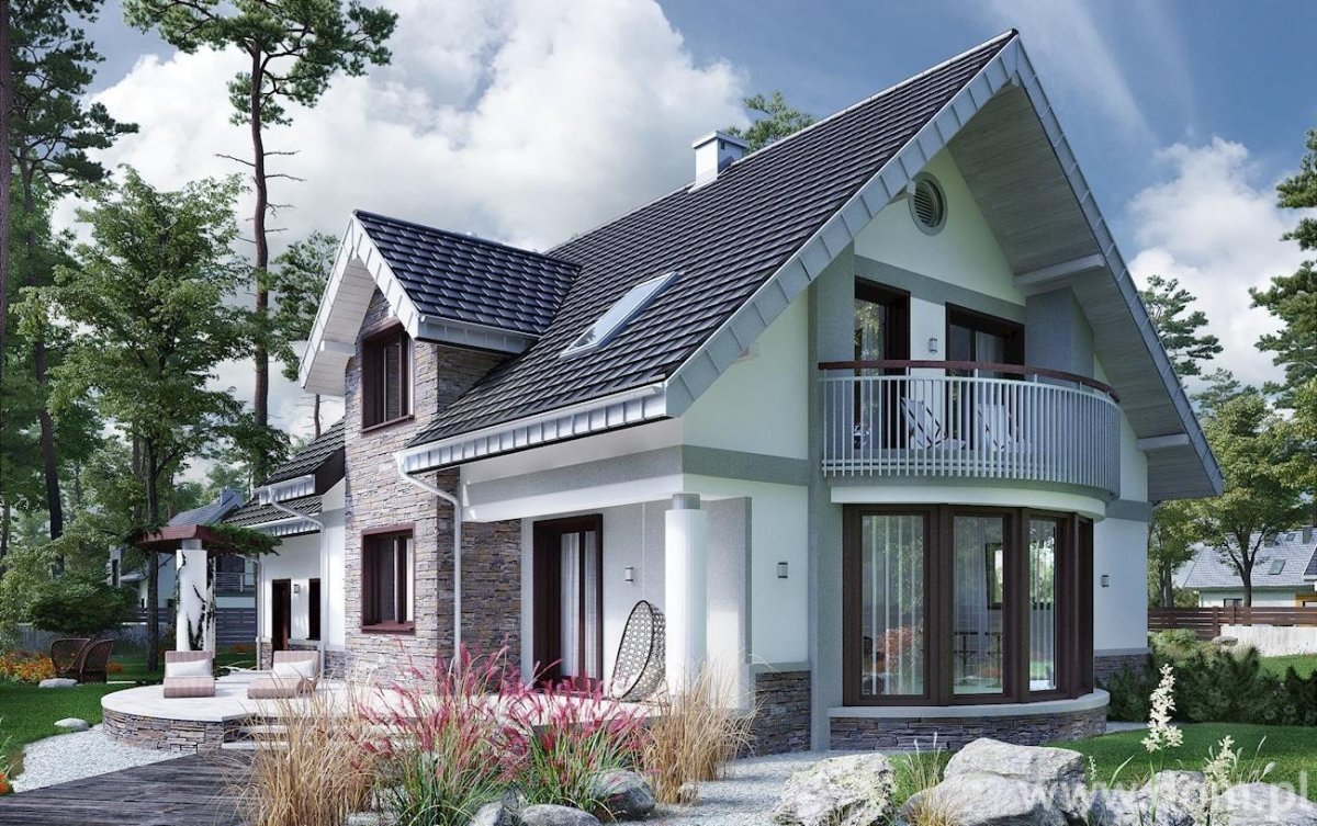 Двухэтажный дом с мансардой