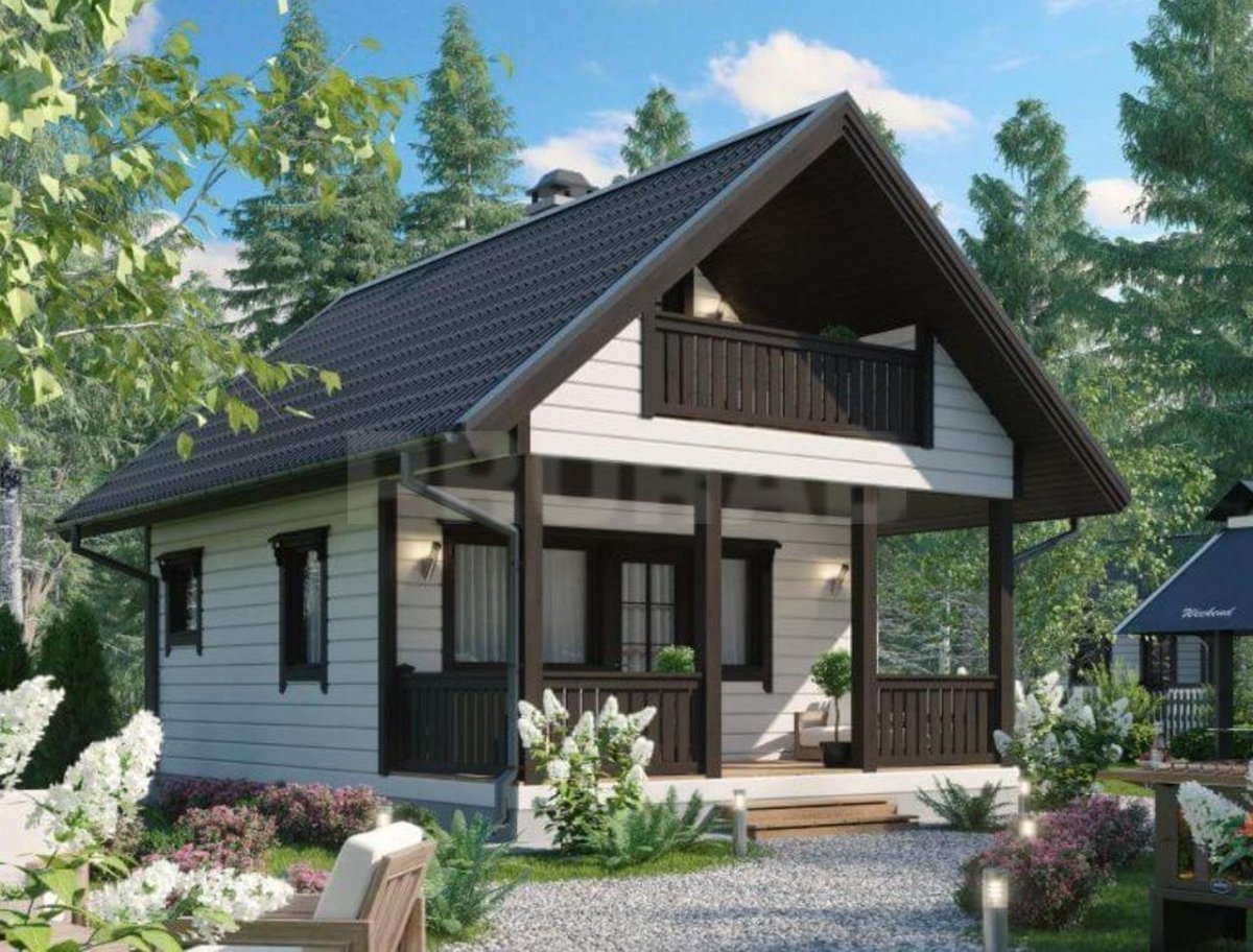 Дачный дом с террасой и балконом