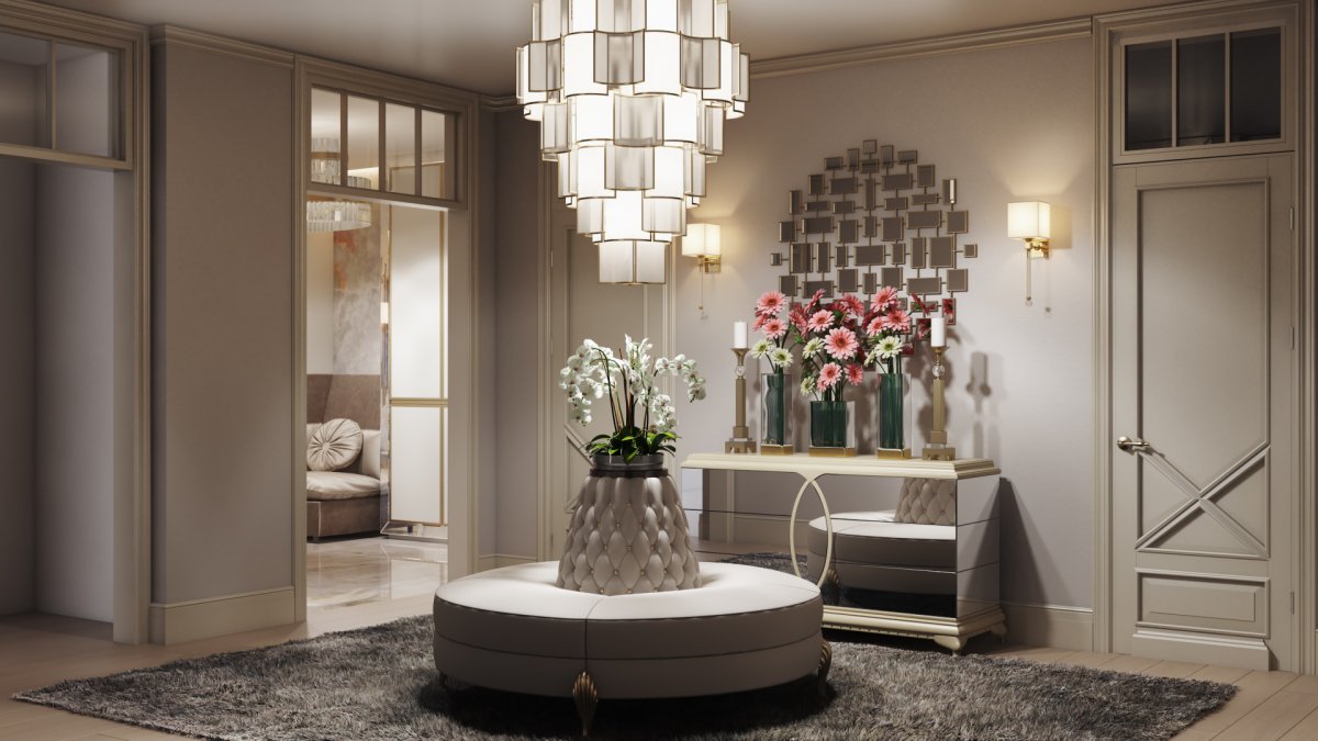 Зеркало с пуфиком в прихожую