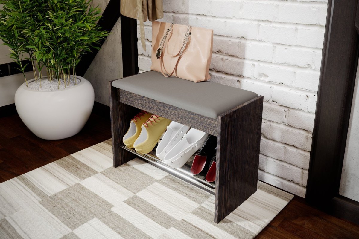 Консоль с зеркалом и пуфиком в коридор