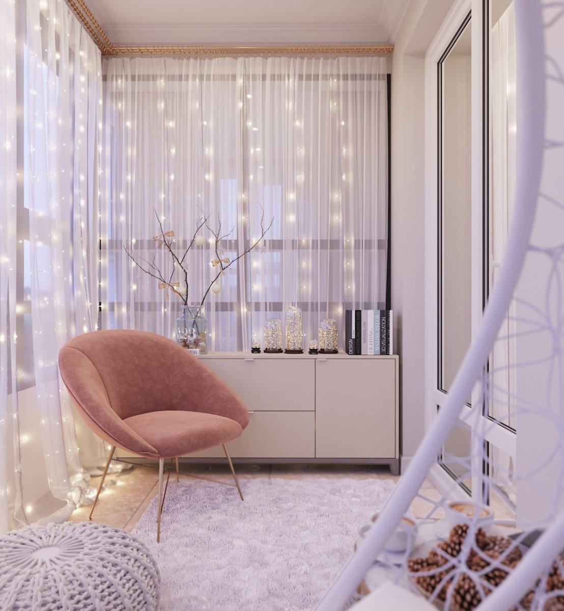 Спальня на балконе с панорамными окнами