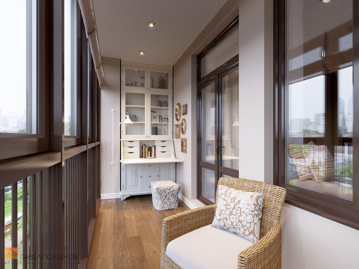 Панорамный балкон коричневый