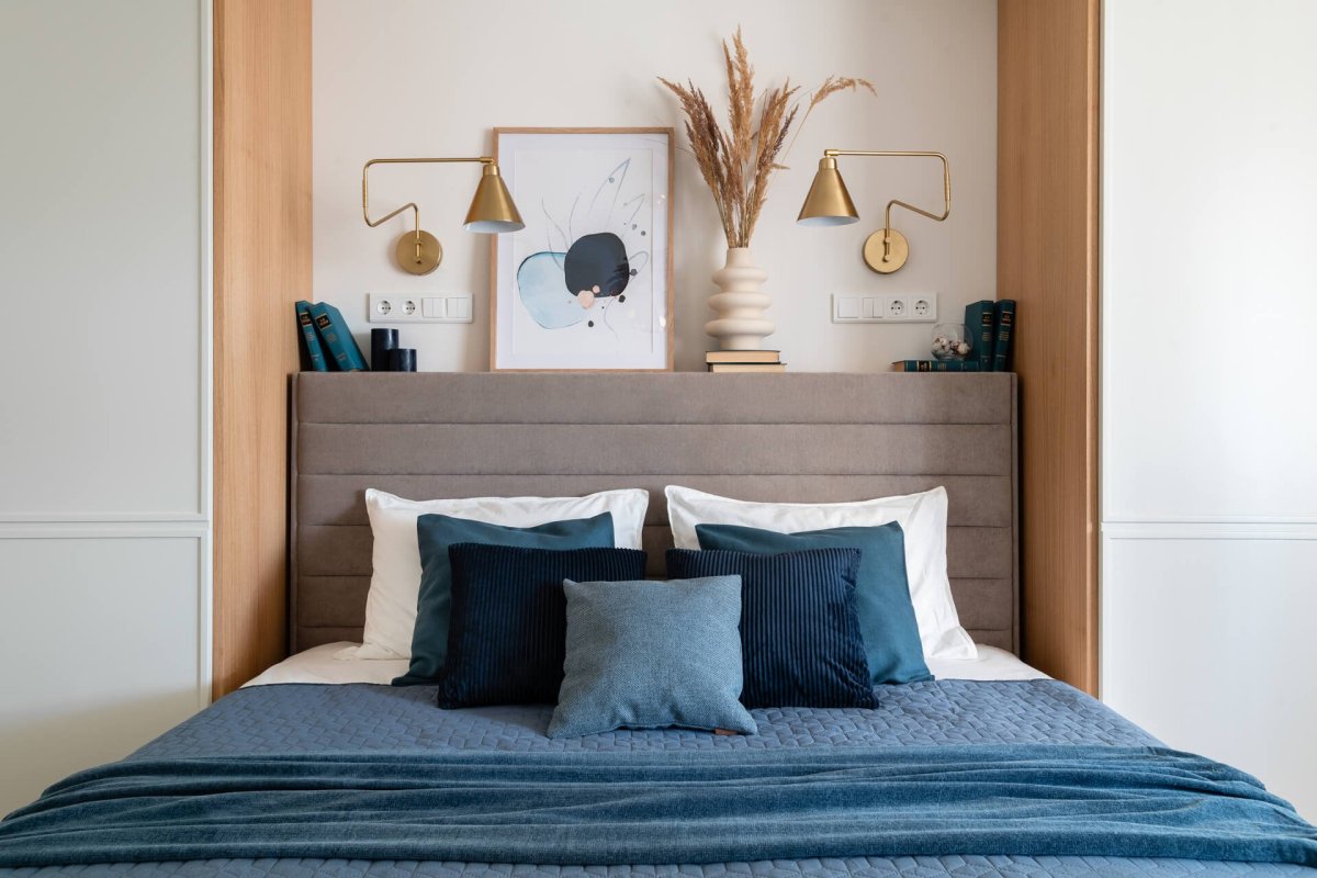 Акцентная стена в маленькой спальне