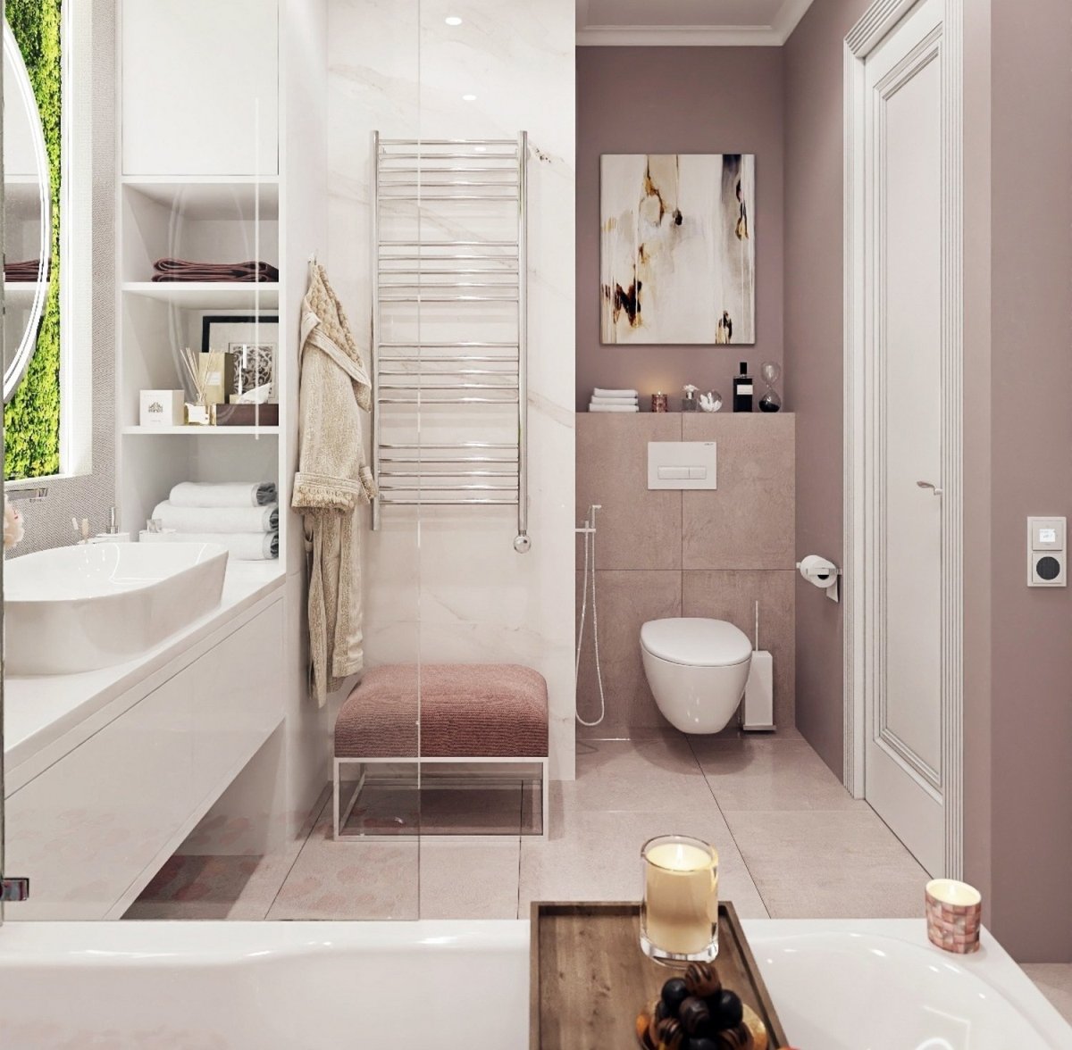 Ванная напротив двери