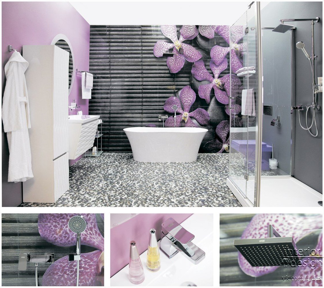 Серо фиолетовая ванная комната