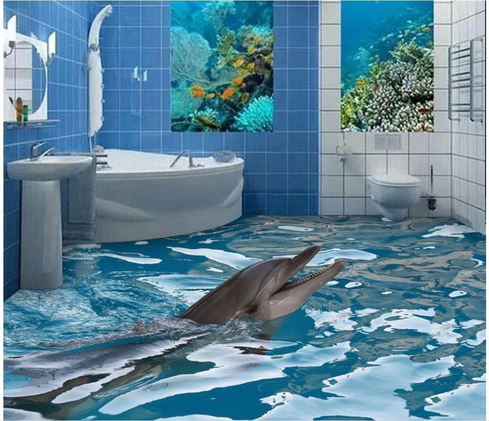 Плитка с дельфинами: тематический декор для ванной комнаты в морском стиле