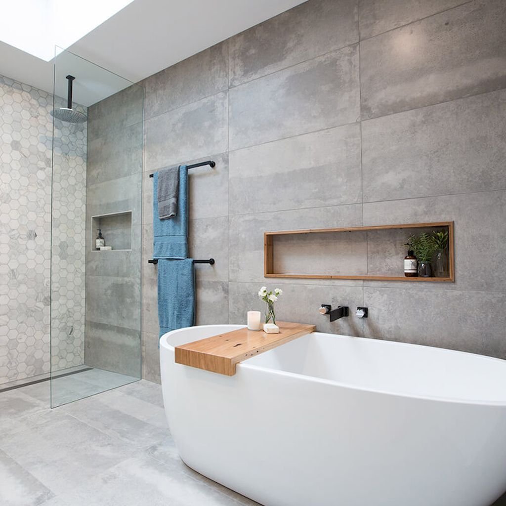 дизайн ванной комнаты бетон