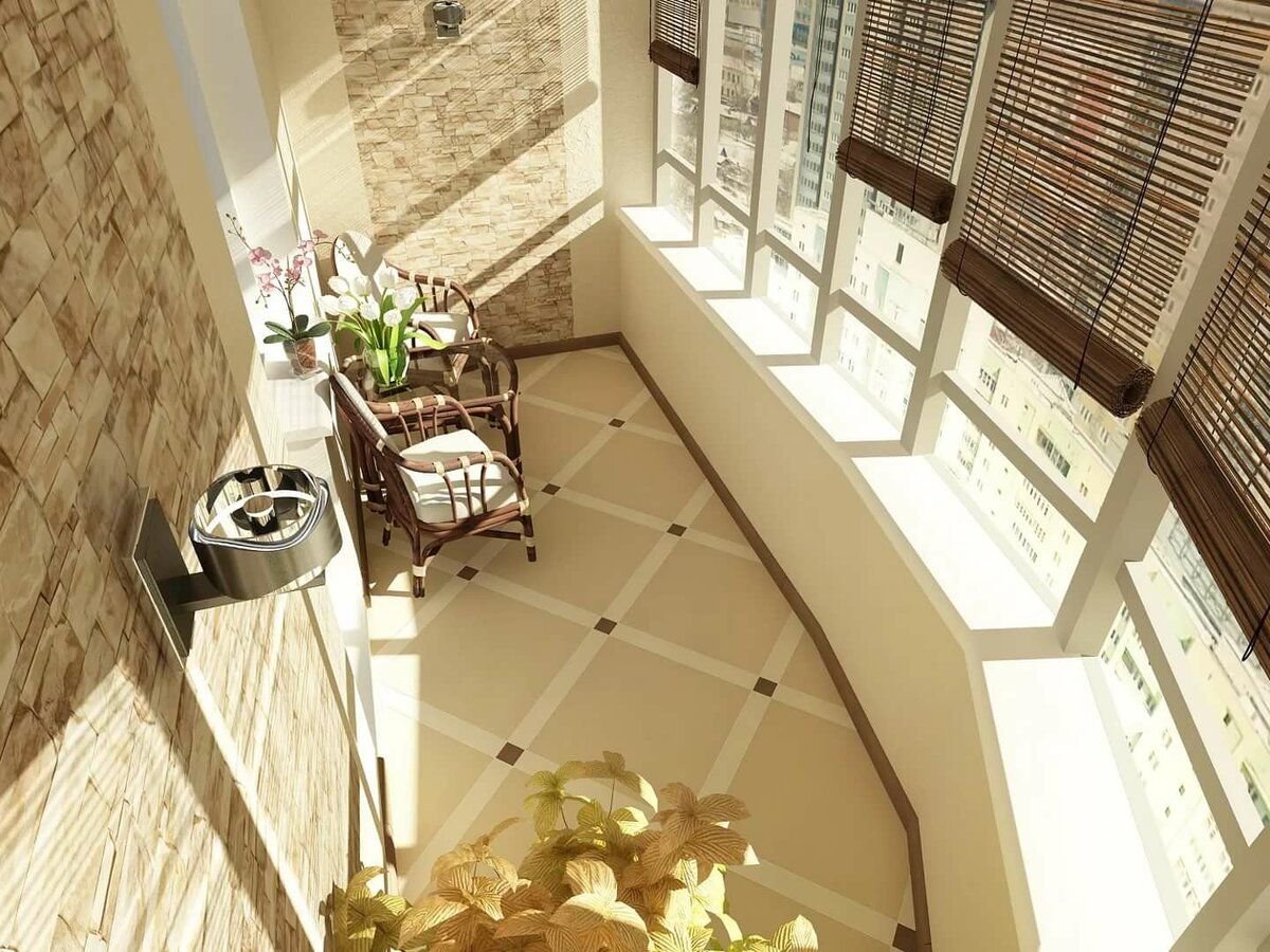 Отделка балкона декоративным камнем